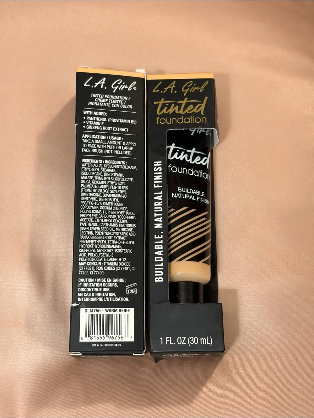 L.A. Girl Tinted Foundation GLM756 Warm Beige 1 oz Hydrating Natural Finish